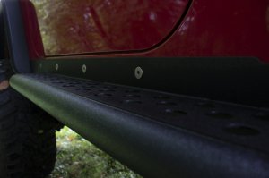 Jeep Wrangler LJ Unlimited Rock Slider with Tube Step - Fishbone Offroad - Black Powdercoat - `04-`06